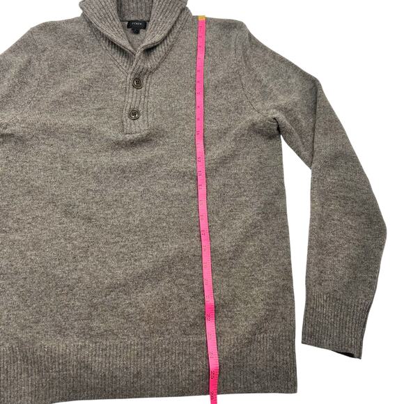 J. Crew Mens Taupe Lambswool Preppy Shawl Collar Pullover Sweater Sz S - Picture 10 of 11